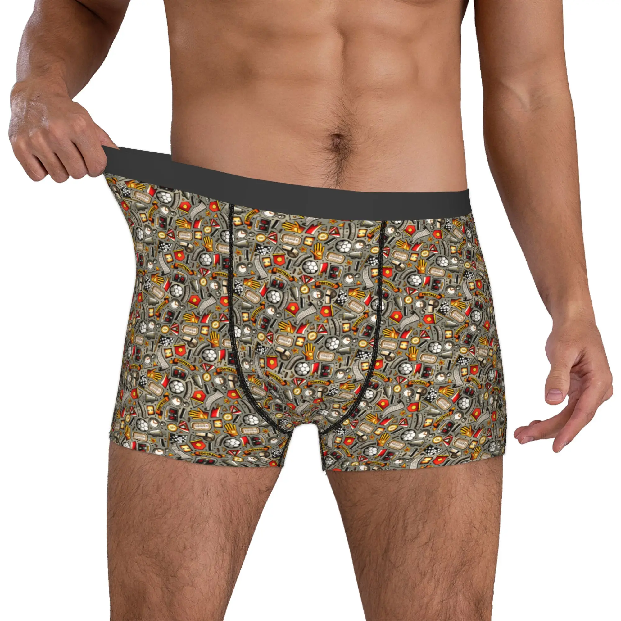 Sports Footbally  Boxers Shorts Men Soccerly Seamless Pattern Briefs Underwear Cool Underpants