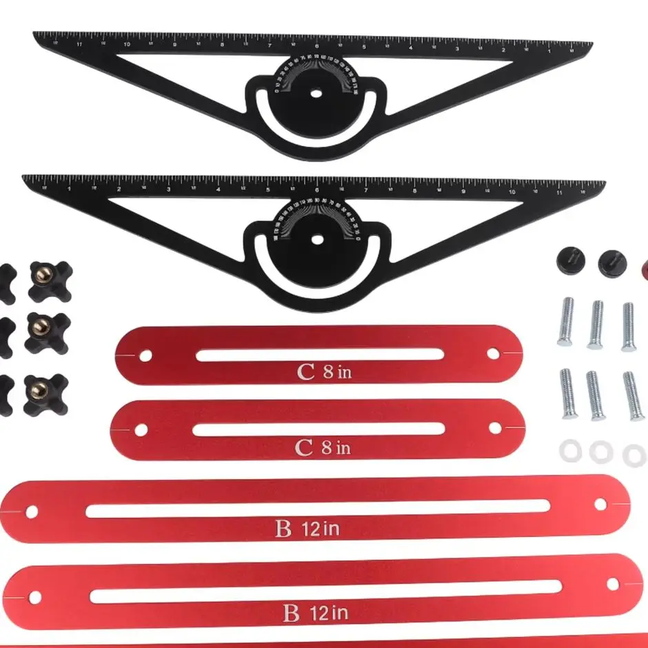 Stair Tread Template Tool Jig Adjustable Aluminum Alloy Measuring Gauge For Woodworking Floor Installation Layout Tools