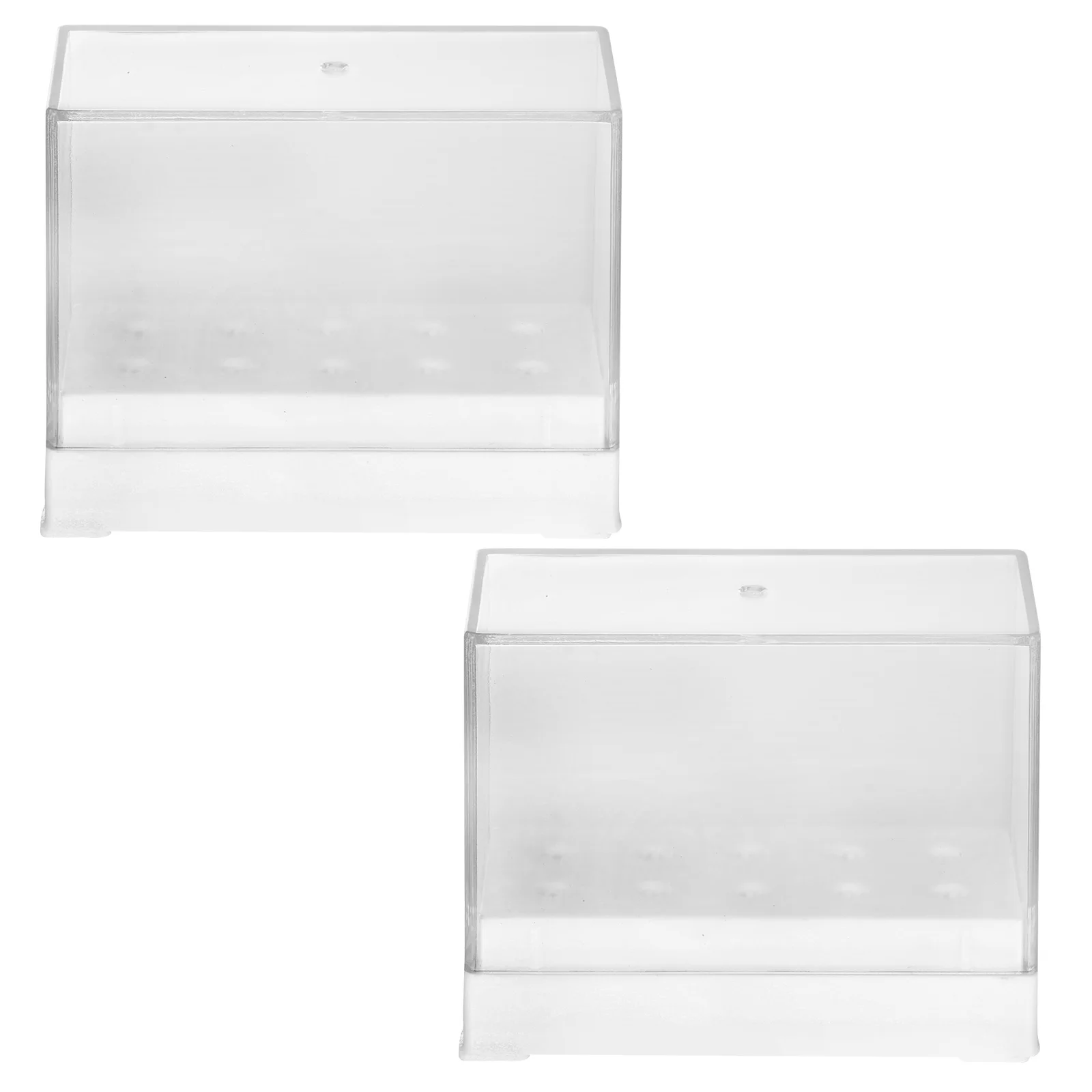 

2pcs 10 Holes Nail Drill Bit Holder Transparent Storage Box For Salon Home Diy Practice Nail Art Organizer Case