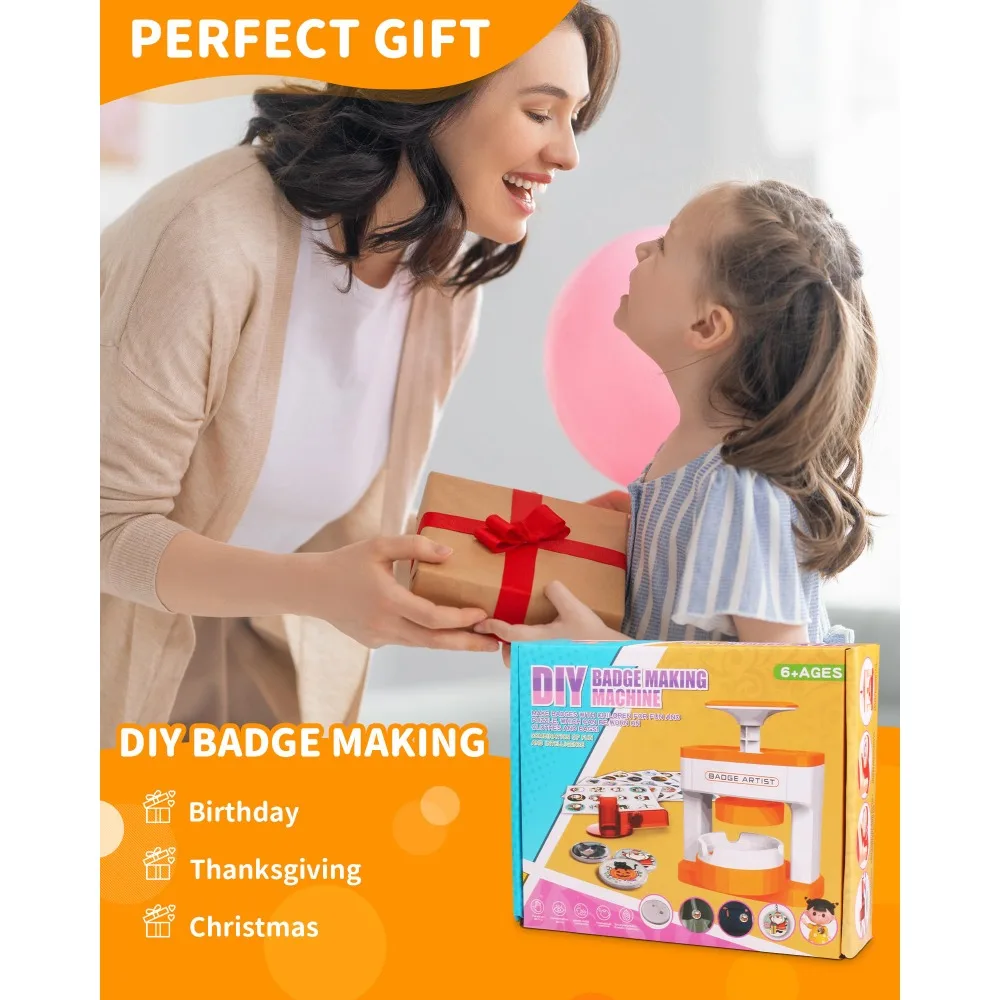 Unique Gift Badge Maker Button Maker Machine with 48pcs Button Parts & Stickers & Circle Cutter for Family Members and Friends