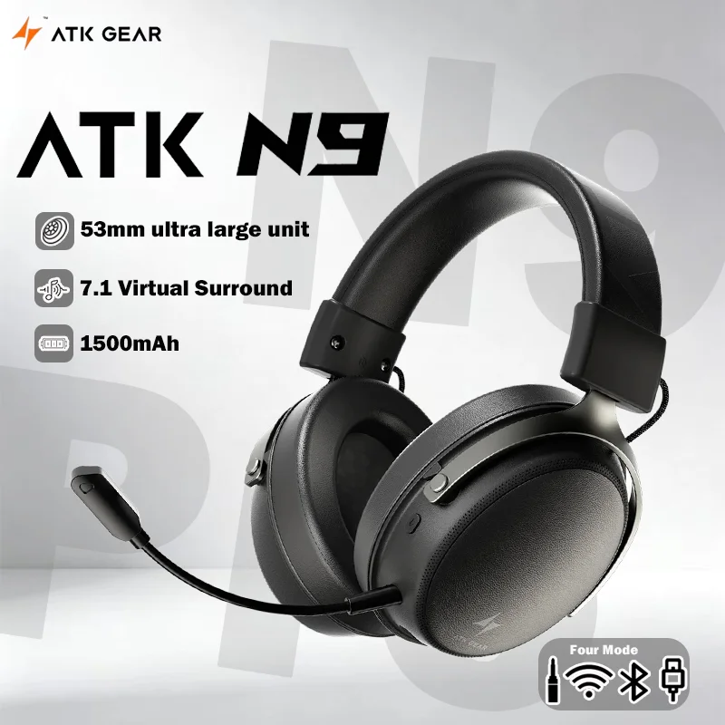 ATK N9 Pro N9 Ultra Headworn E-Sports-Headset, kabelloses, geräuschunterdrückendes Mikrofon mit vier Modi, leichte Kopfhörer, Geschenk für Sie