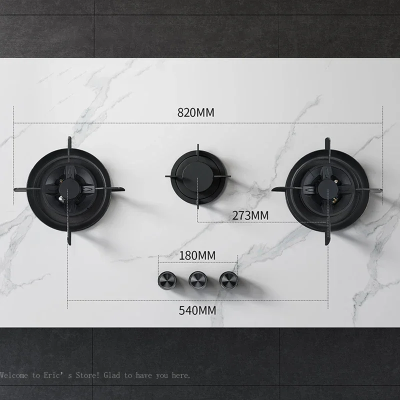 Premium Built In Cooktop 3 Burner 5.2KW Copper Flame Failure Protection Panel Ready for Custom Kitchen