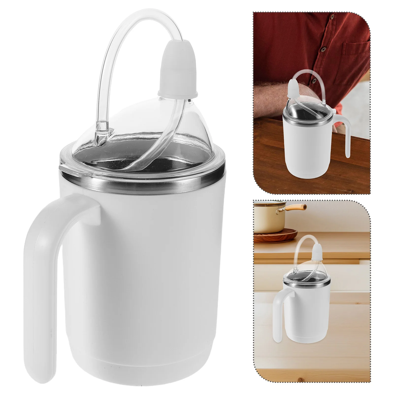 

Spill Proof Cup for Elderly Adaptive Large Capacity Drinking Cup Non Spill Straw Mug for Bedridden Seniors Pregnant Women