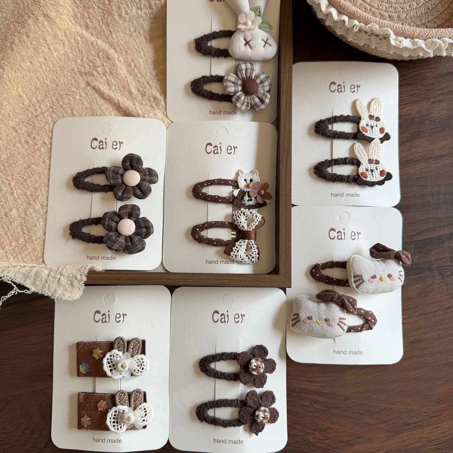 

2PC Baby Hair Clips for Girls Coffee Brown Floral Barrettes Cartoon Bunny Rabbit Hairpins Kids DIY Hair Accessories