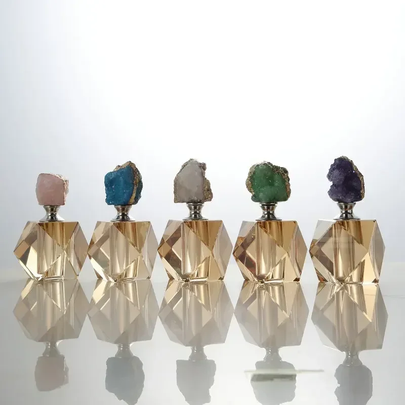 Modern Nordic Agate Crystal Perfume Bottle Delicate Perfume Bottle Crystal Art Decoration Craft Tabletop Living Room Decoration