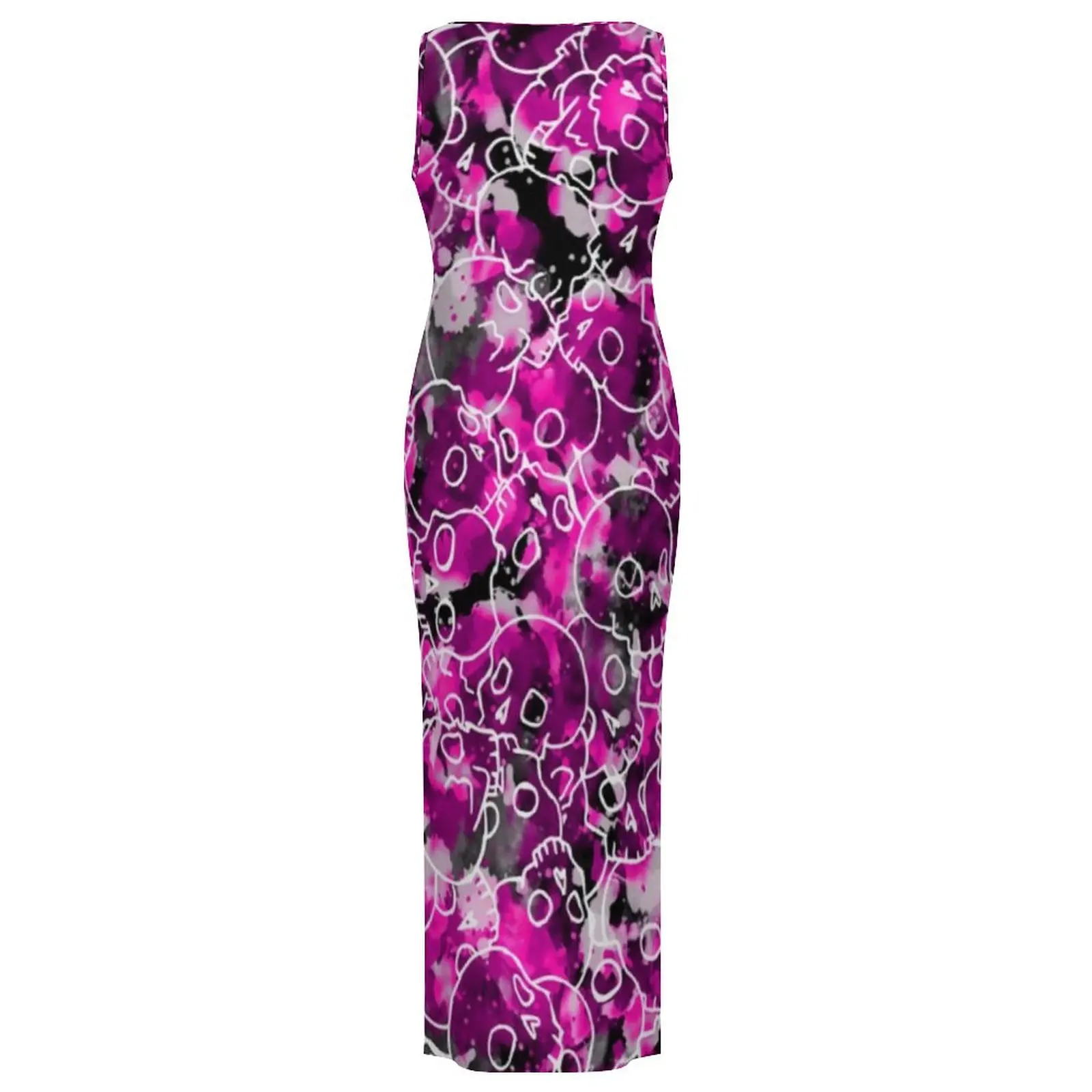 Mulheres bonito crânios camo vestido abstrato impressão rua moda bodycon vestido primavera retro maxi vestidos personalizados de grandes dimensões