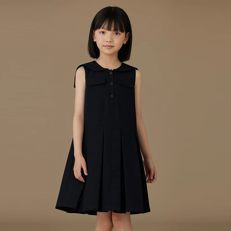 

Female Child Clothes Fashion Girls Dresses Birthday Children's Summer Dress School Sundress Vest Skirt Navy Bluey College Style