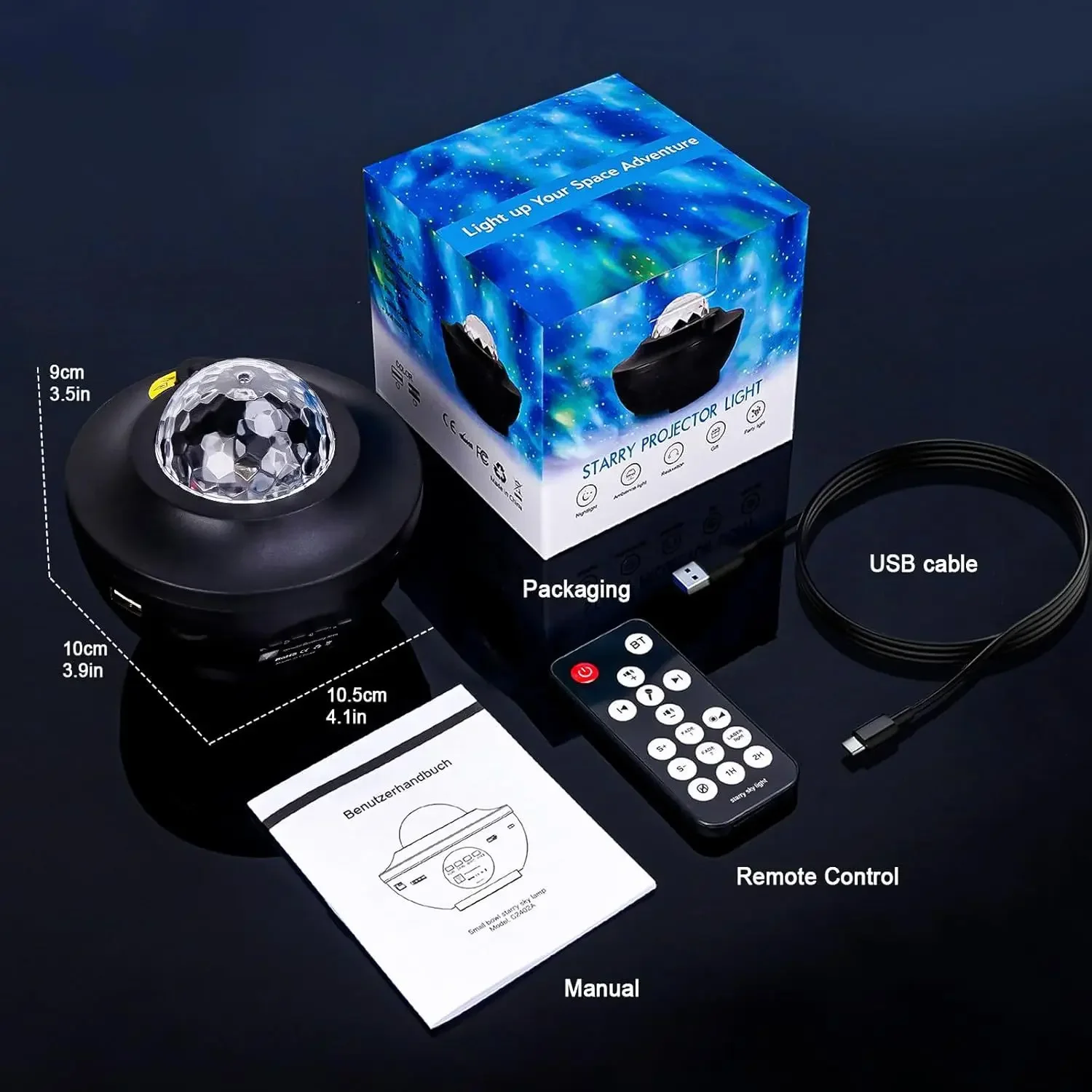 Starry Sky Projection Lamp with Bluetooth Speaker, Mini Projector, Small Bowl-shaped Planar Water Ripple Light, and Starry Laser