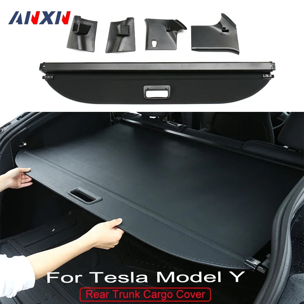 Trunk Cargo Cover For Tesla Model Y Security Shield Rear Luggage Carrier Curtain Retractable Partition Privacy Car Accessories