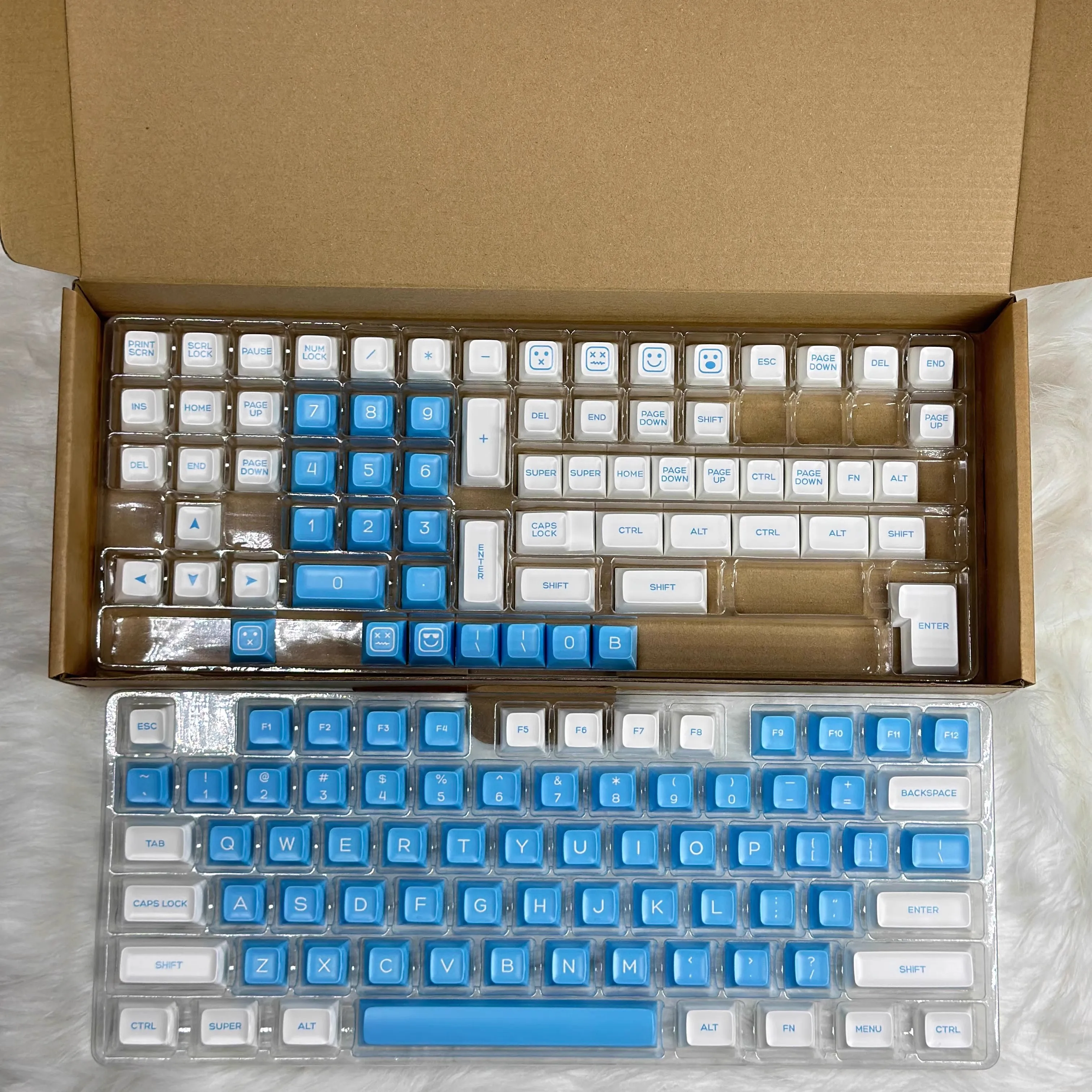 GMK Blue white Keycap SA Profile Keycaps PBT Double Shot Key Caps Set ISO Enter 7U Spacebar for Custom Mechanical Keyboard KIT