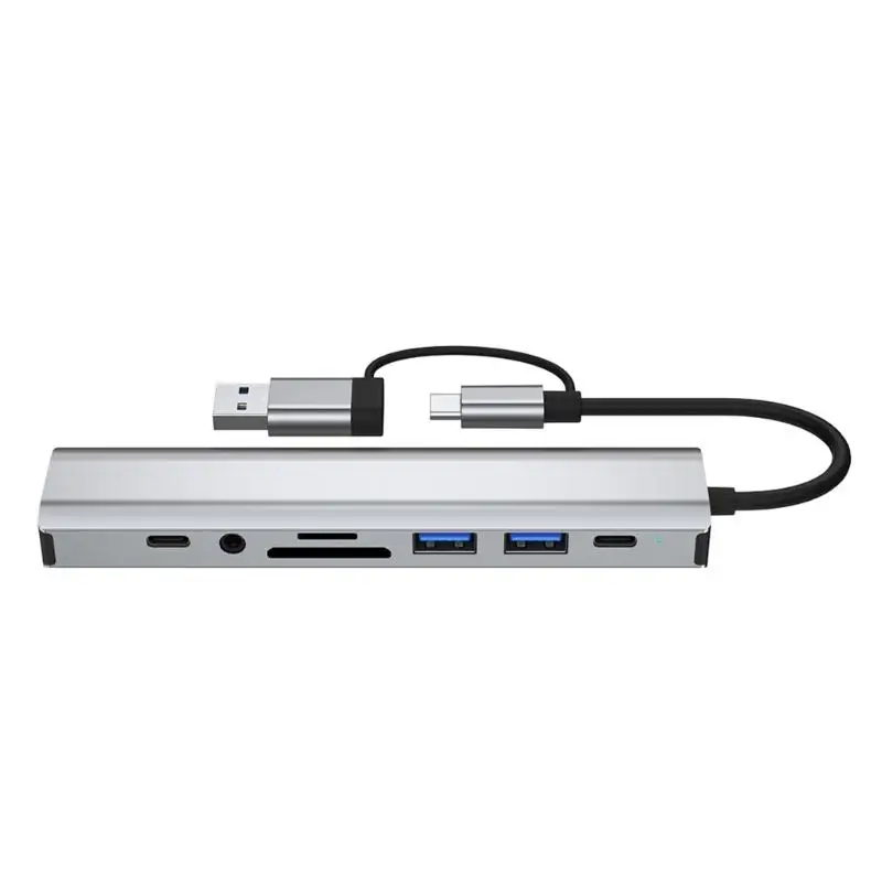 652F 9-Port Type C To Ethernet Adapter USB Docking Station With Ethernet Port Including USB2.0 USB3.0 Slot Fast Speed