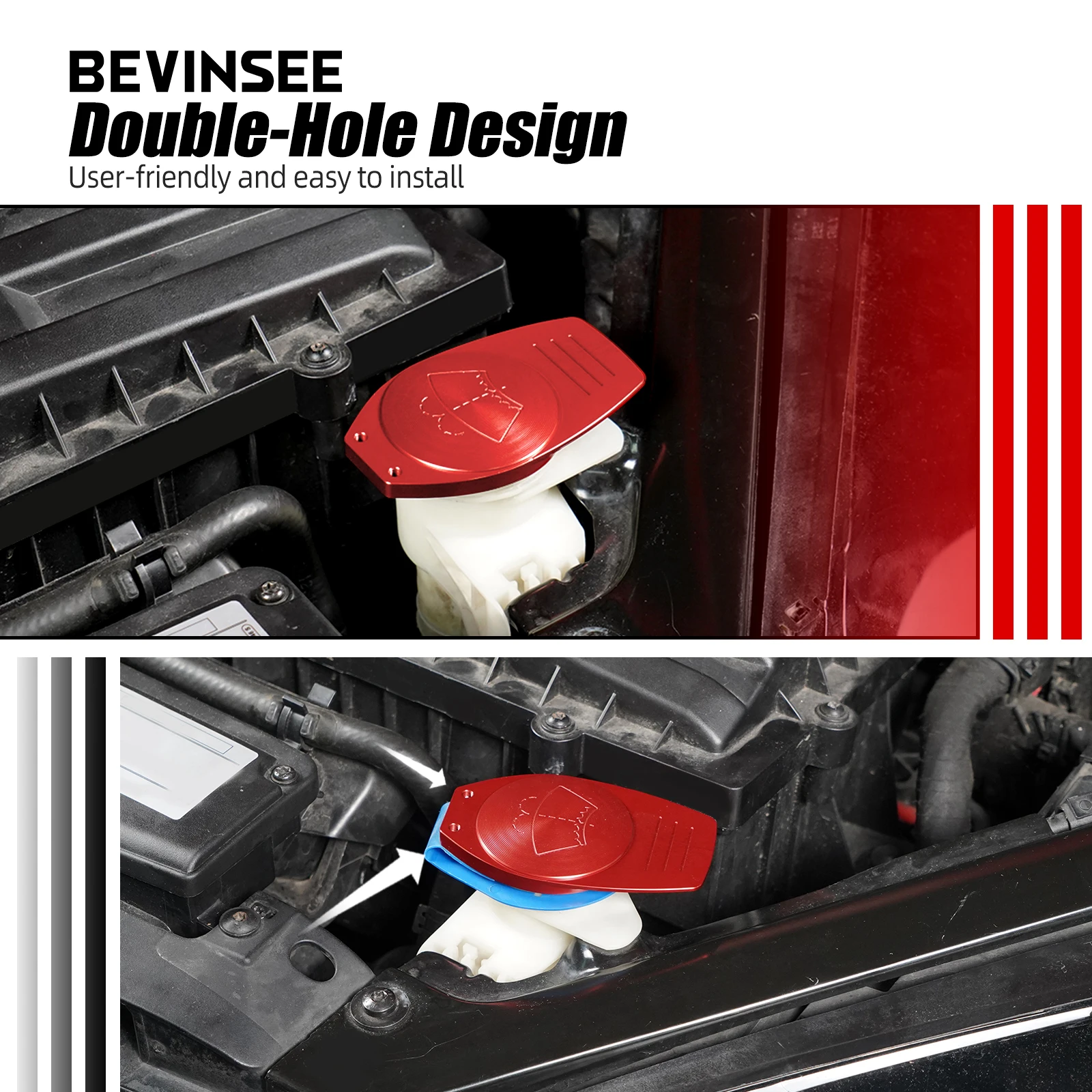 BEVINSEE Windshield Washer Reservoir Tank Cap for Audi A1 A3 TT S3 Q3, for Volkswagen for Golf MK7 MK7.5 GTI R, for SEAT Leon 5F