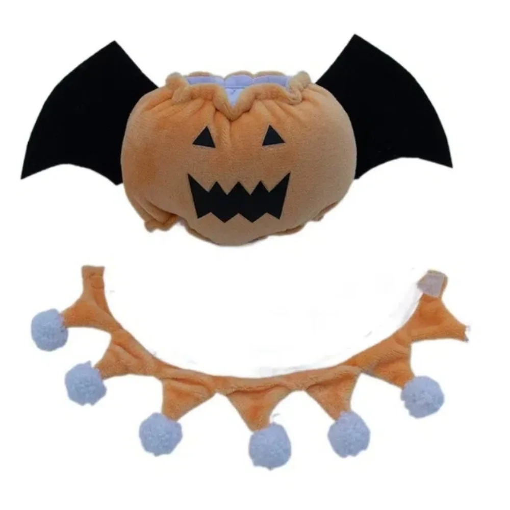 Muñeca de algodón con alas de murciélago, conjunto de ropa de Halloween, muñeca de algodón de moda Kawaii, traje de felpa de calabaza, ropa bonita para muñecas de peluche