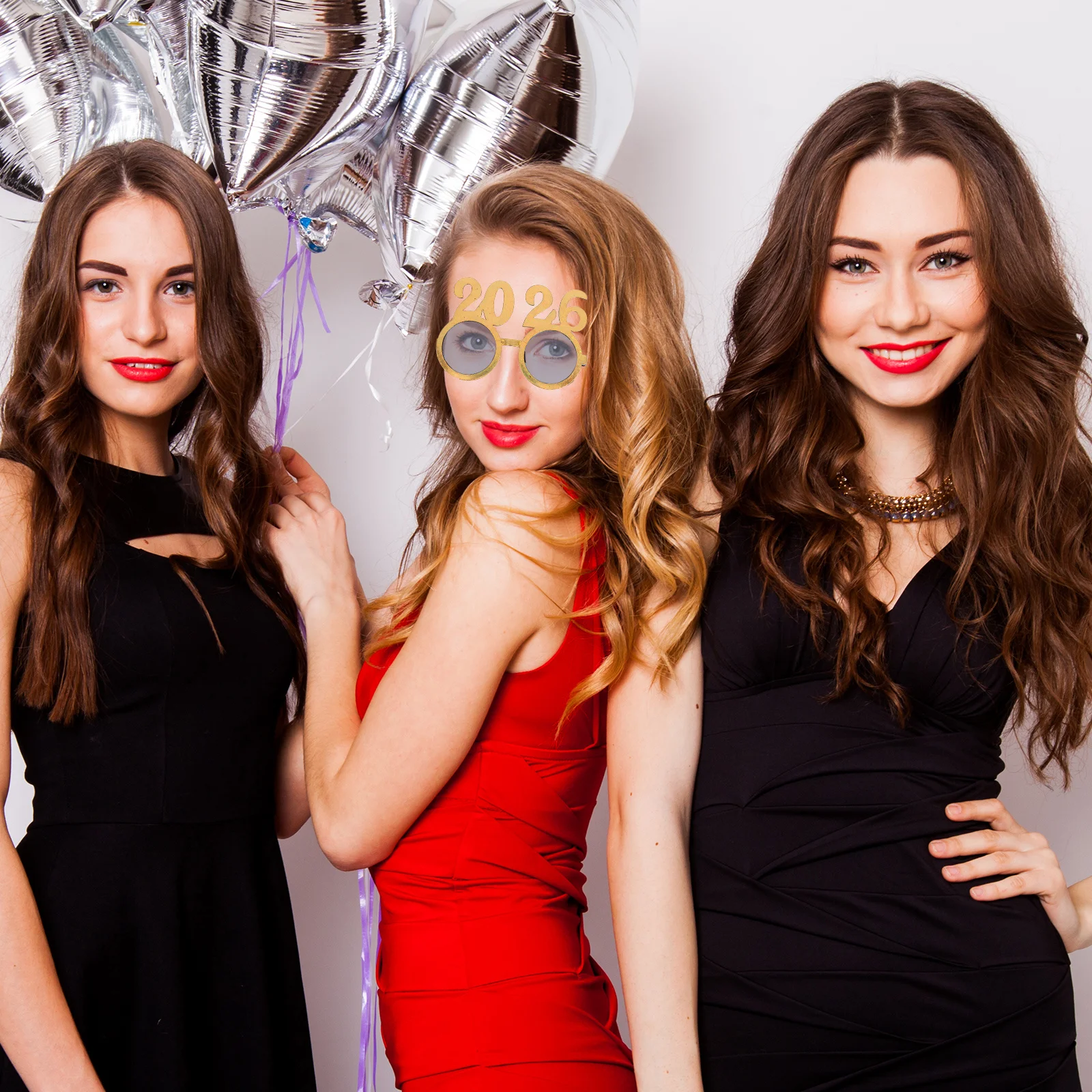 4 قطعة 2026 نظارات الحفلات مضحك ليلة رأس السنة اكسسوارات فريدة من نوعها صور الدعائم عطلة الاحتفال لوازم نظارات السنة الجديدة