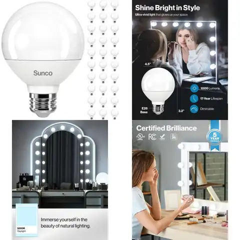 Luces de tocador LED G25, paquete de 30 bombillas de alto rendimiento para baño, 1000 lúmenes, 11 W, luz diurna de 5000 K, bombillas de larga duración equivalentes a 100 W