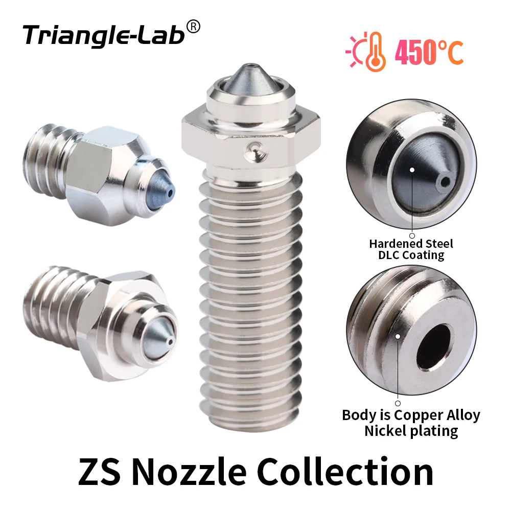 Trianglelab ZS MK8  Volcano Nozzle Hardened Steel Copper Alloy High Temperature and Wear Resistant For Volcano Hotend 3d Printer