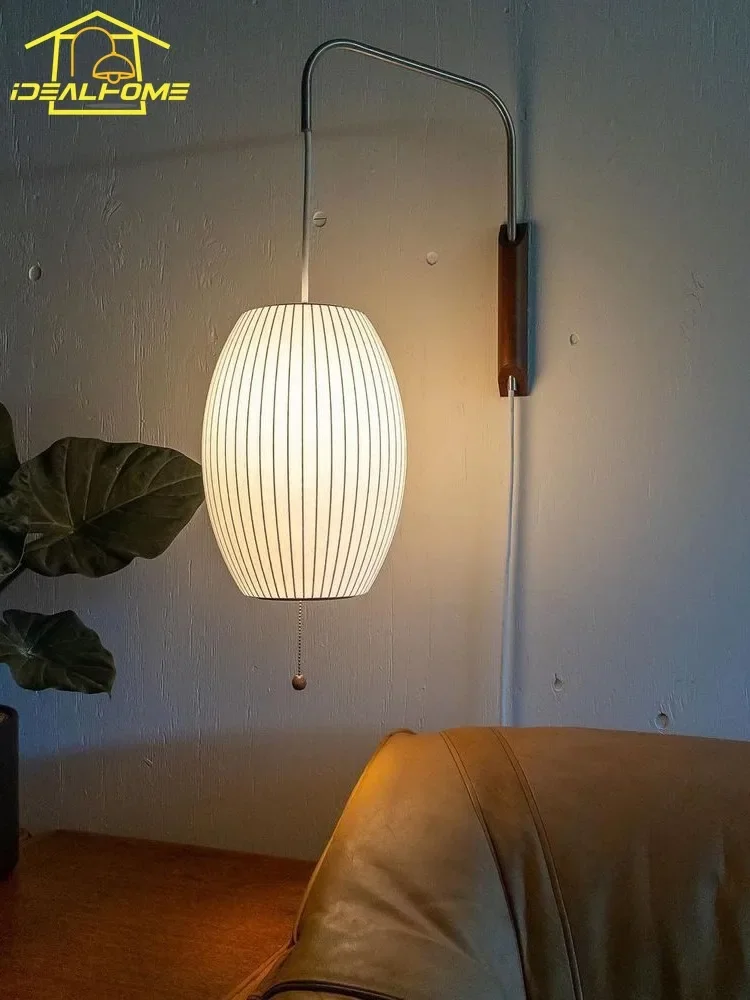 Italian Design Minimalist Atmosphere Silk Wall Lamp LED E27 Flying Saucer Wall Mounted Home Decor Bedroom Bedside Study Aisle view 3