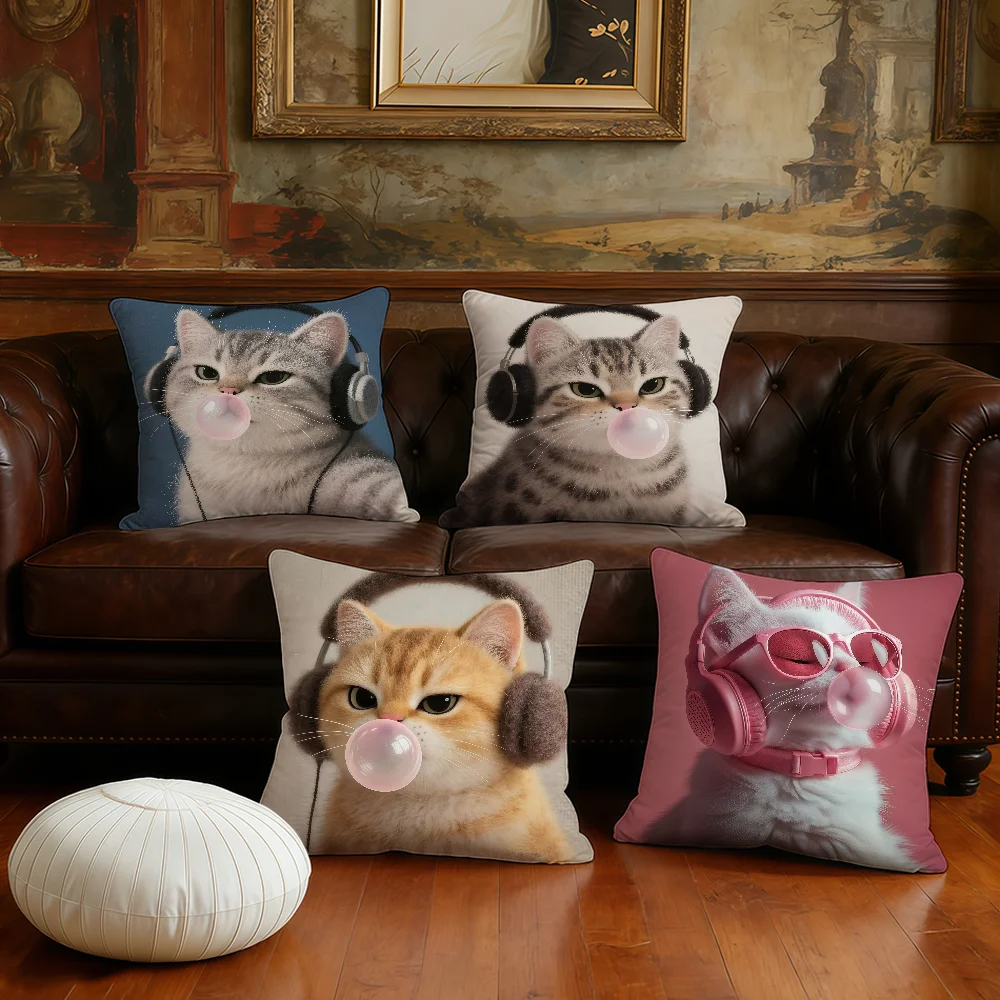 Esports Bubble cat cute  cushion cover Pillow Case Plush Fabric Soft Double Sided Print Sofa Cushion Cover Throw Pillow Covers
