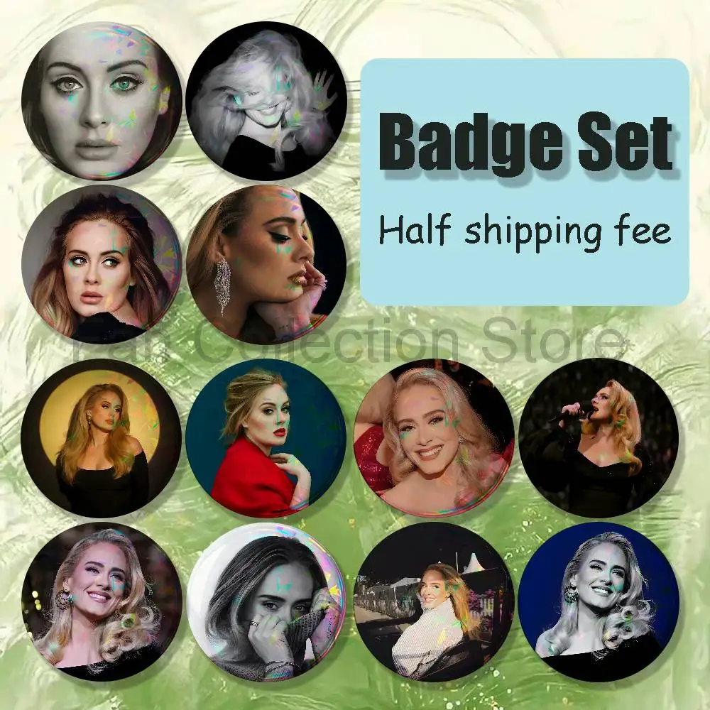 Singer A-Adele 4-piece set Enamel Pins Cartoon Anime Badge Fashion Jewelry Accessories Round Snap-in Brooch on Backpack