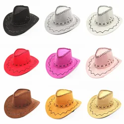 Western cowboy hat knight hat men and women sun hat big edge outdoor performance pink cowboy hat big brim tourist hat  sun hat