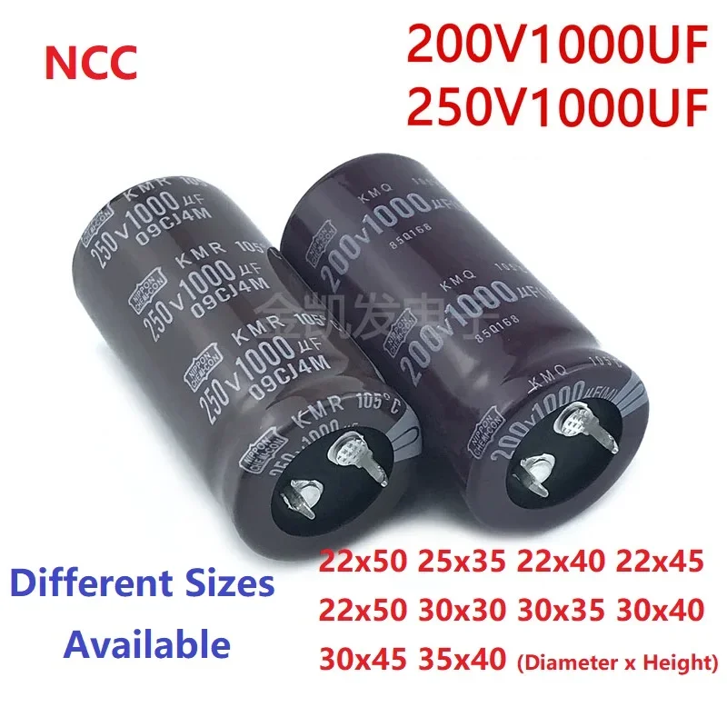 

2Pcs/Lot NCC 1000uF 200V 1000uF 250V 200v1000uf 250V1000UF 22x50 25x35/40/45/50 30X30/35/40/45 35X40 Snap-in PSU Capacitor