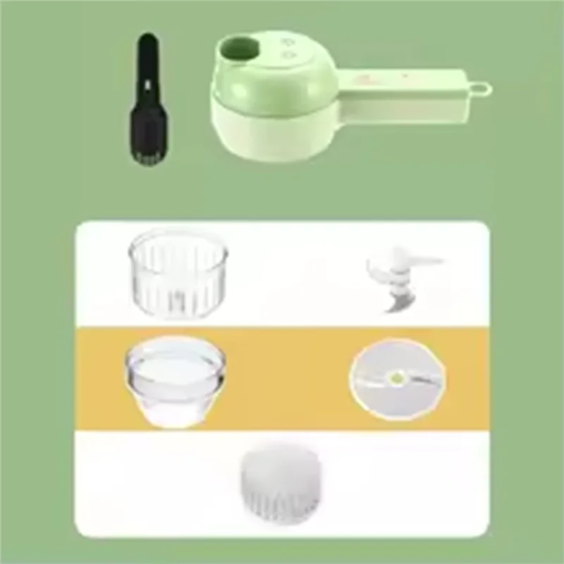

ABKY-Garlic Masher Handheld Wireless Electric Vegetable Cutter Set 4In1 Food Chopper Meat Grinder Machine Food Peel