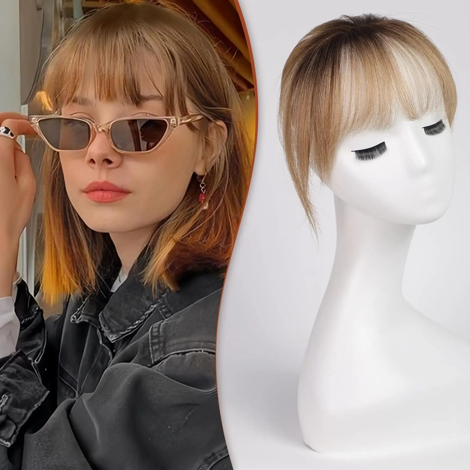 קליפ חום ombre bangs 100% שיער אנושי אמיתי פוני 3 קליפ מאובטח ב מלא שוליים טבעי עבה נפח שיער עבה פוני לנשים 5 ב