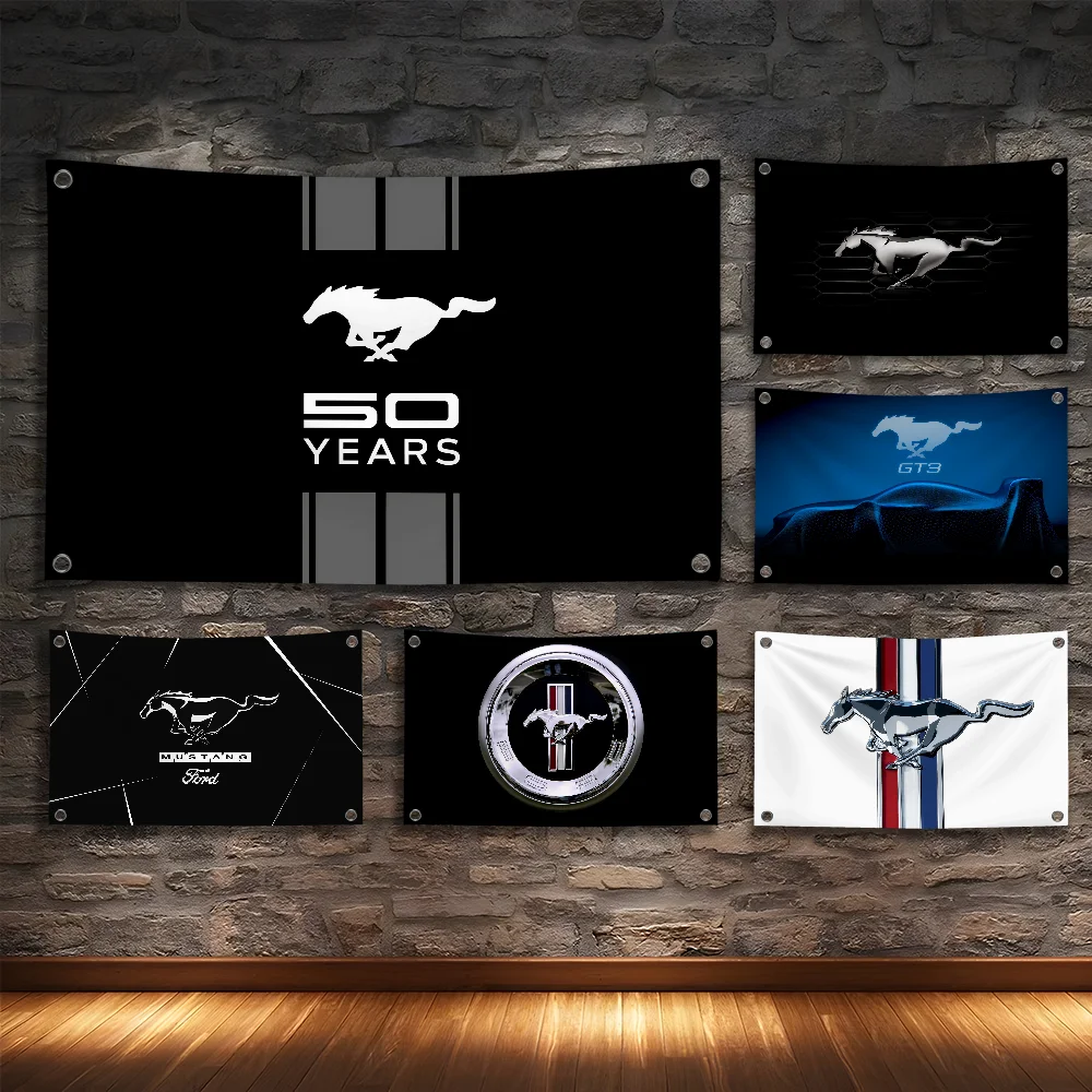 

3X5 FT T-MustangS-cool Super Car Flag Room Bedroom Home&Outdoor Wall Hanging Concert Printed Background Decoration Art Banner