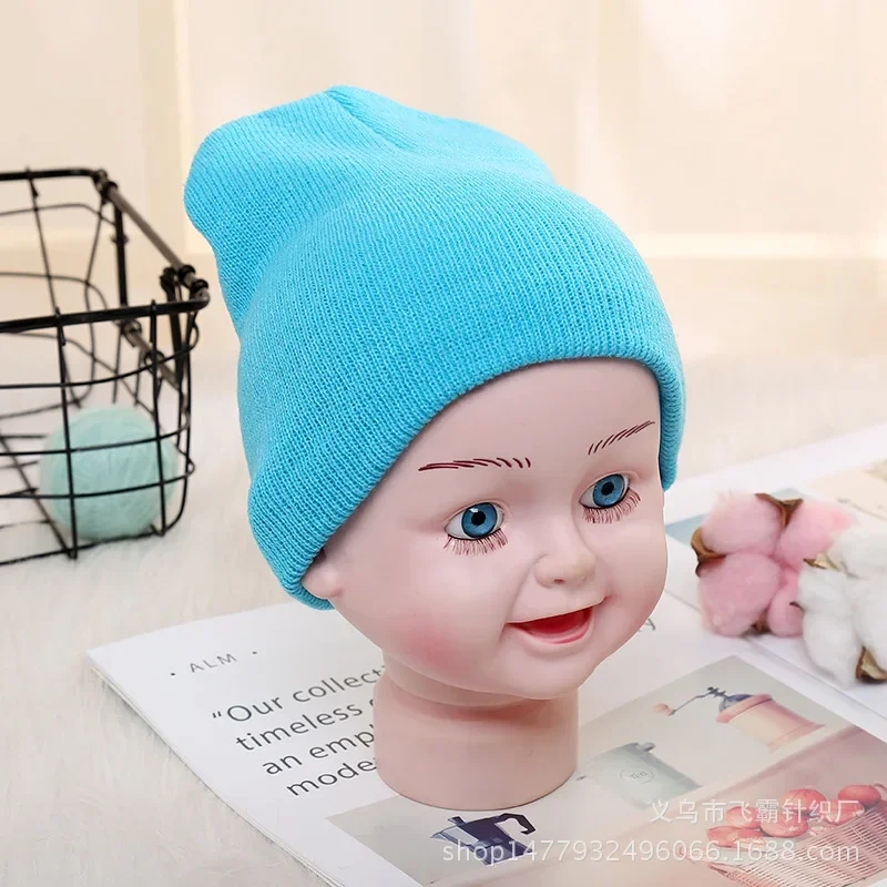 نجم كرة القدم رونالدوس عارضات محبوك قبعة الطفل في الهواء الطلق مصدات الرياح قبعة الكرتون الصوف بونيه شتاء دافئ قبعة CR7 Brimless قبعة صغيرة #3