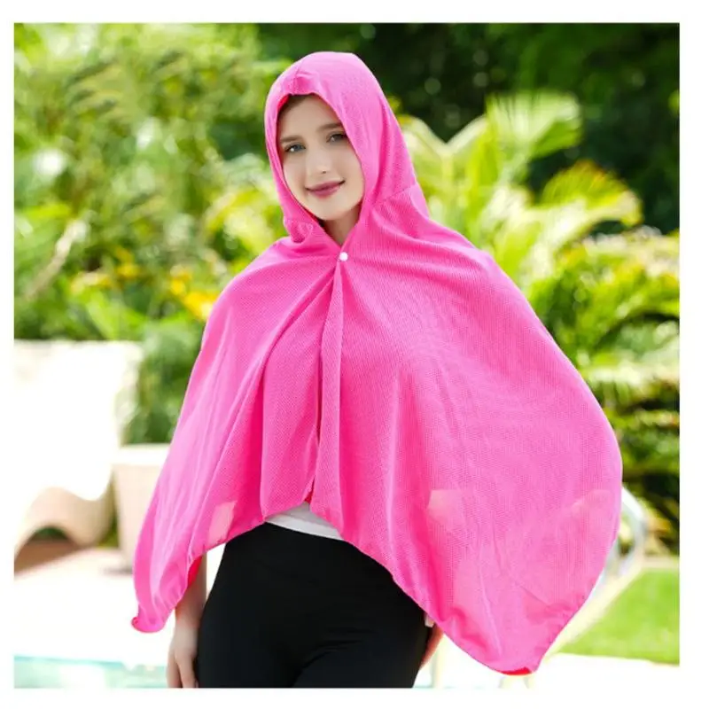 Oversized Hooded Towel Wrap For Swimming Beach Pool Travel Ice Cool Beach Poncho Cover Up, Quick Dry Super Absorbent