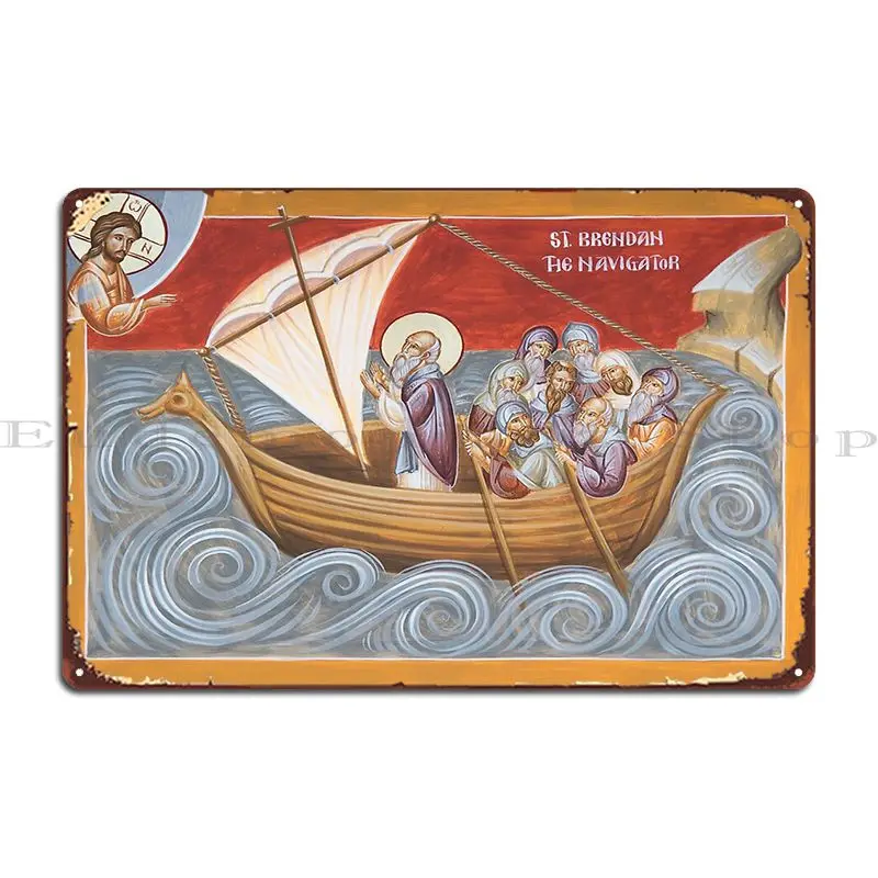 St Brendan The Navigator Metal Sign Print Wall Decor Painting Club Club Tin Sign Poster