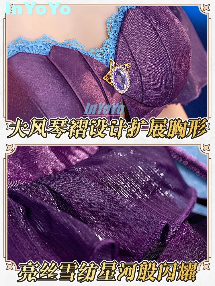 InYoYo Keqing Cosplay Kostuum Genshin Impact Violet Vlinder Taal Lolita Jurk Uniform Halloween Party Outfit Vrouwen Nieuw