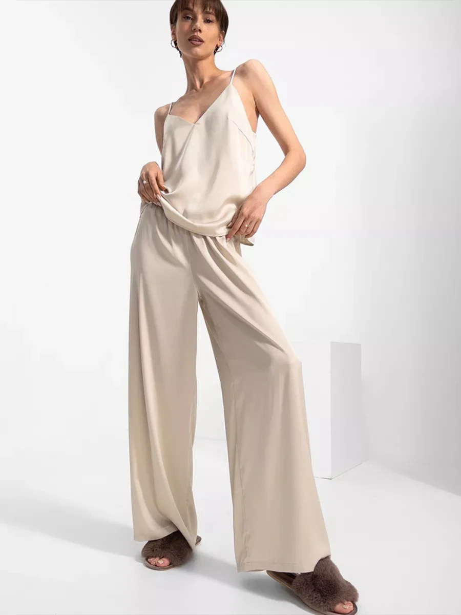 

Шелковистый пижамный комплект Wolfeel: летняя новинка, женская ночная сорочка без рукавов, шикарная и удобная домашняя одежда