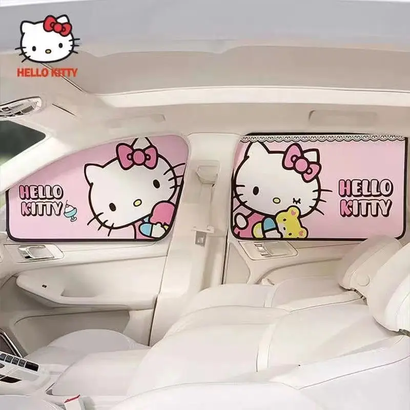 Sanrio Kawaii Hello Kitty car sunshade curtain sun protection heat insulation curtain car anti-UV partition curtain universal