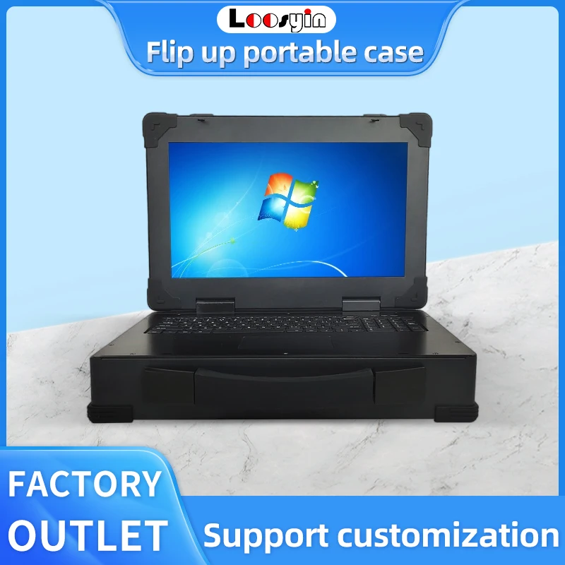 loosyin 15.6-inch screen reinforced ultra-thin portable laptop all-in-one chassis with keyboard can accommodate ATX motherboard