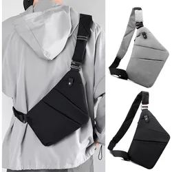 Fashion Chest Bag for Men New Leather Film Messenger Bag Waterproof Travel Pack Ergonomic Left and Right Shoulder Bag