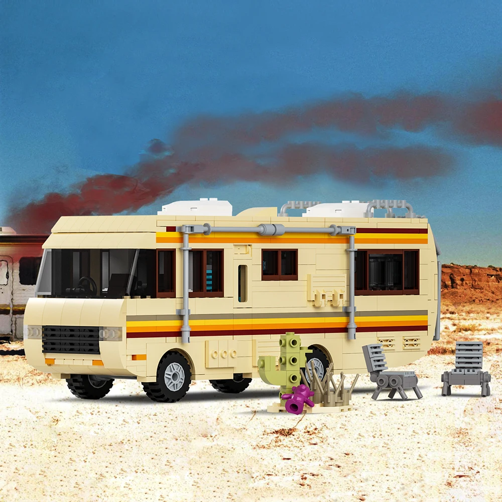 MOC Breaking Bad RV Model Building Blocks Laboratory Cooking Travel RV City Bus Assembled Brick Toy Children's Christmas Gift