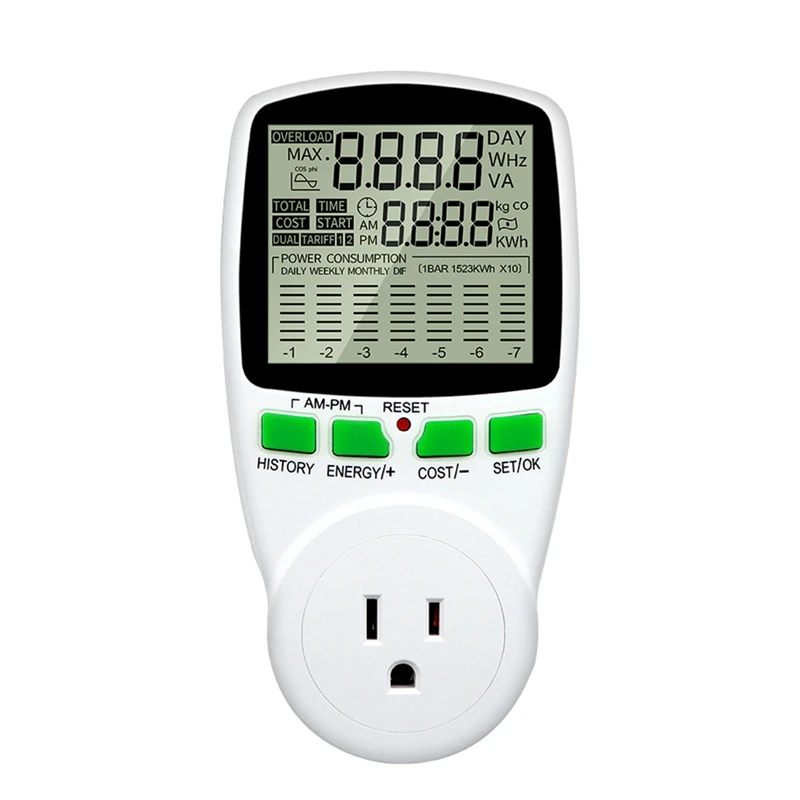 

Digital LCD Energy Meter Wattmeter Wattage Electricity Kwh Power Meter Measuring Measuring Outlet Power Analyzer US Plug