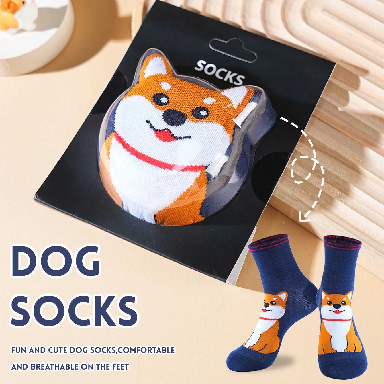 

1 пара носков до середины икры для мужчин и женщин, новинка и веселая красочная подарочная коробка с изображением собаки, европейский и американский модный стиль, удобные и дышащие, повседневные подарки для вечеринок, День святого Валентина, Рождество, Са
