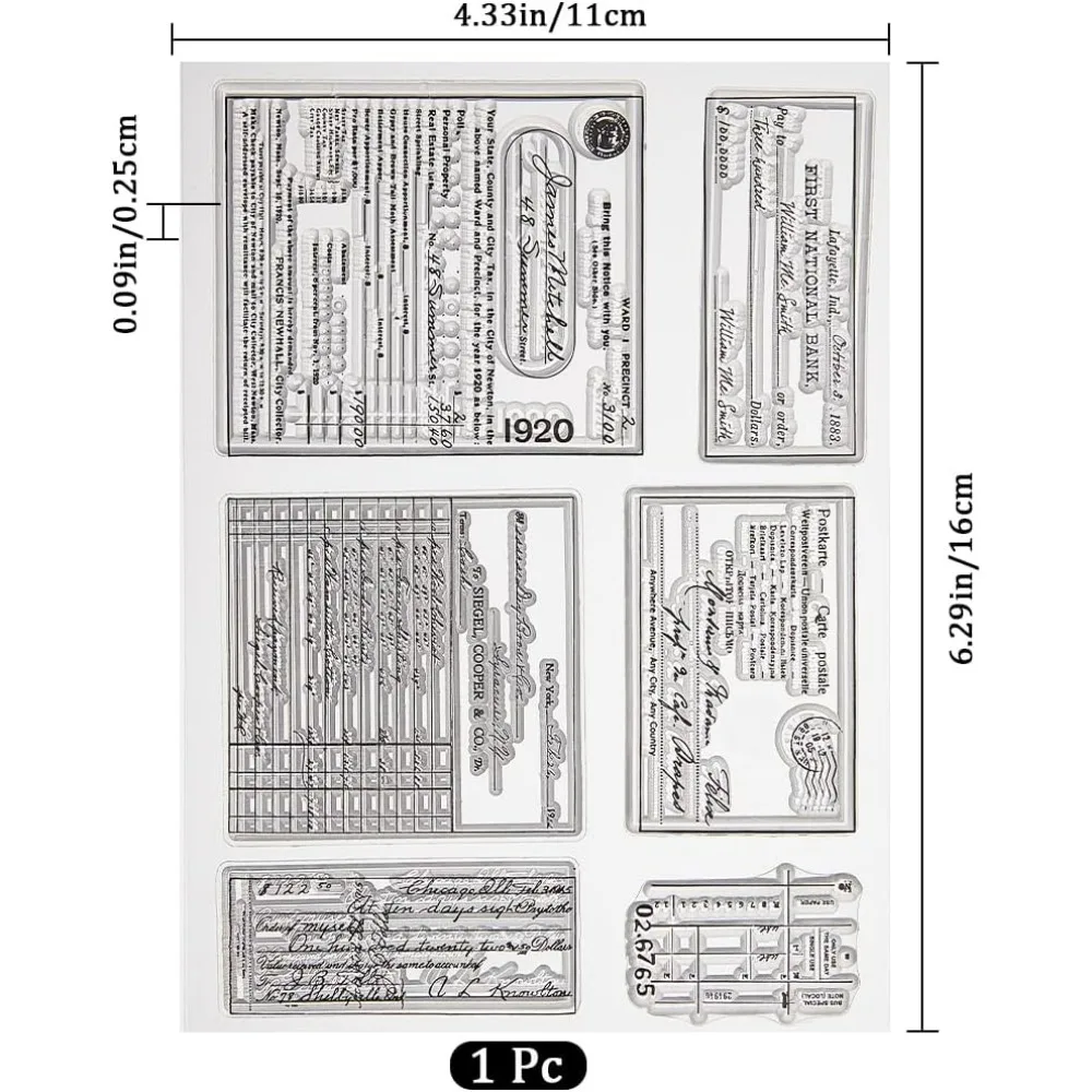 1pc Vintage Letterhead Clear Rubber Stamps Words Background Reusable Retro Transparent Silicone Stamp Seals for Journaling