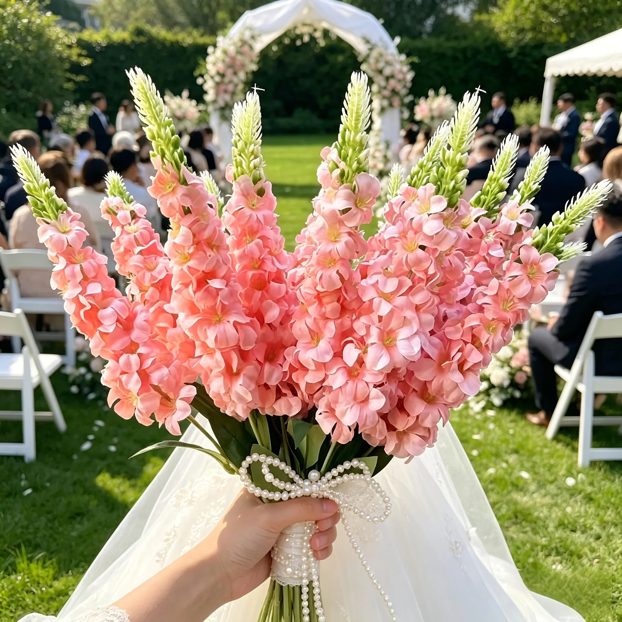 8PCS Snapdragon Artificial Flowers Delphinium Artificial Silk Flowers Long Stem Hyacinths Fake Flowers for Wedding Home Party
