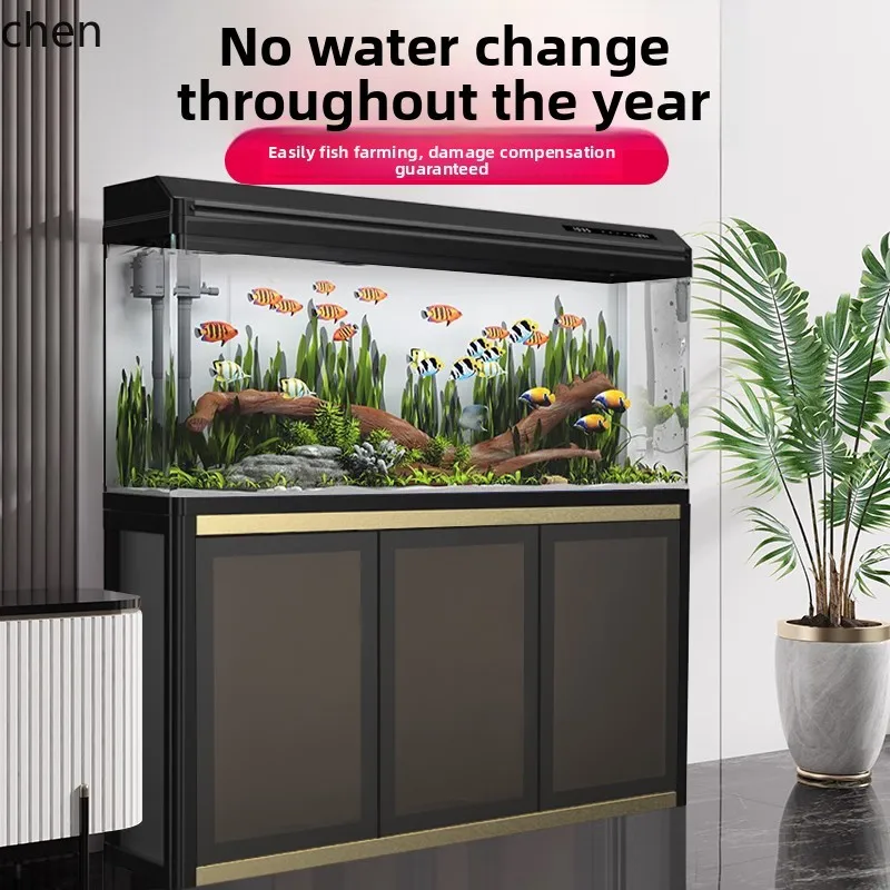 

LXC fish tank small and medium-sized living room household floor water-free lazy ecological glass goldfish tank with cabinet