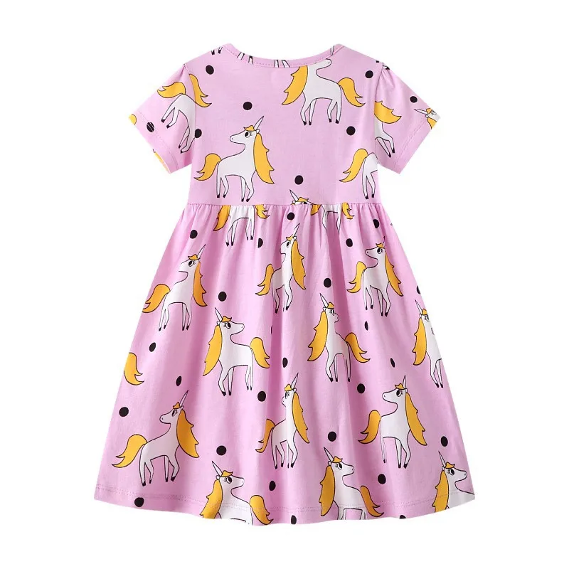 Jumping Meters New Arrival Dots Animals Embroidery Princess Girls Party Dresses Summer Short Sleeve Kids Frocks Baby Clothes