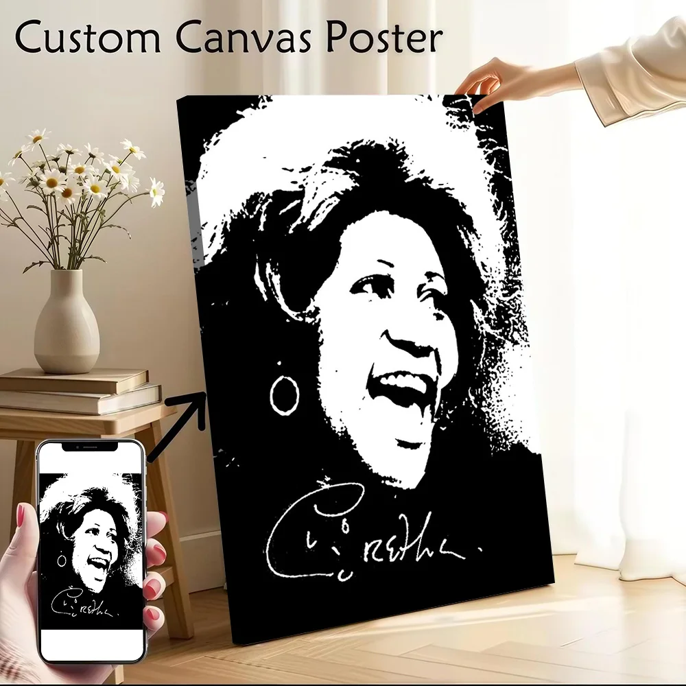 Aretha Franklin Canvas Wall Art Poster Custom Wall Paintings Personalized Photo Printing for Decor Living Room Decoration Mural