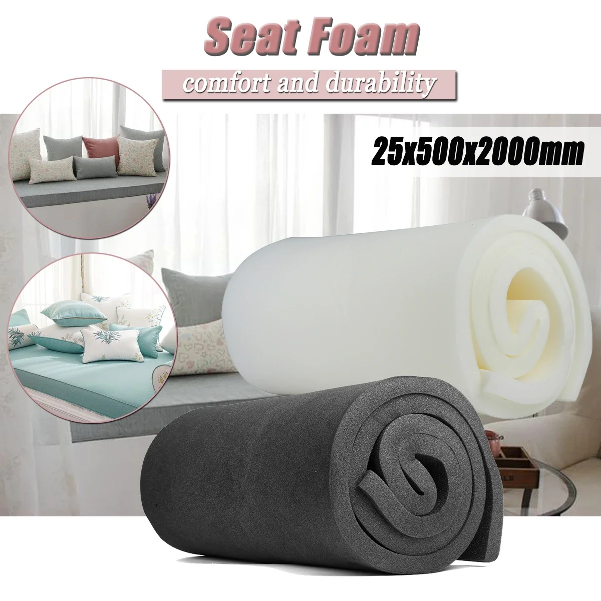 1pcs 200x50cm High Density Sofa Seat Foam Cushion Sheet Replacement Upholstery Pad Cushion Pad