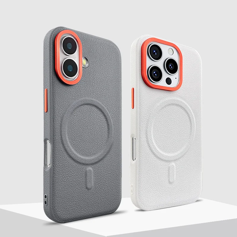 

Простой магнитный чехол для телефона с полным покрытием для iPhone16Promax 16 plus Apple 16pro, простой кожаный защитный чехол с защитой от падения