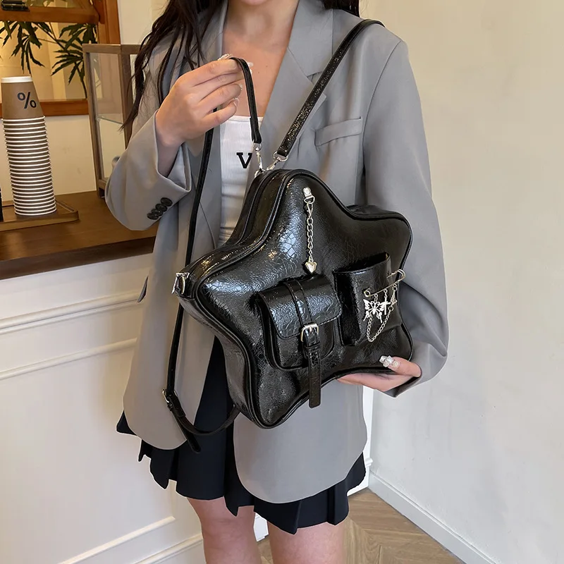 

Trendy Star Backpack 2025 Stylish Women's Lightweight Travel Rucksack with Chain Strap Cute Aesthetic Daypack for School/Outing