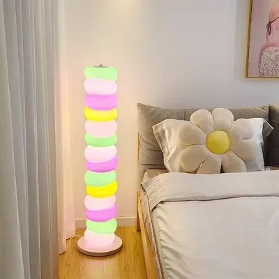 

Cheese rainbow pile string candy living room sofa side floor lamp cream wind bedroom children atmosphere lamp