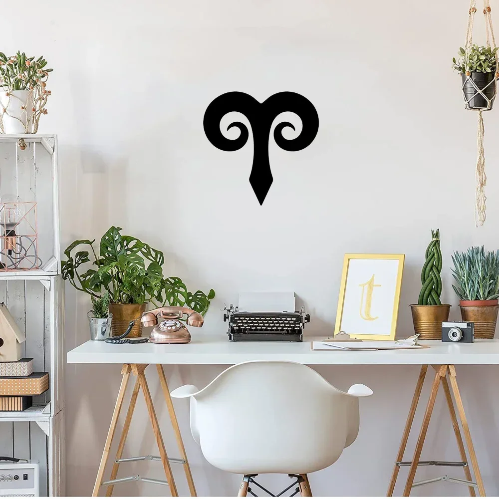 CIFBUY Aries Zodiac Metal Wall Art Iron Ram Constellation Sculpture Hanging Decor Home Living Room Bedroom Ornament Gift Sign