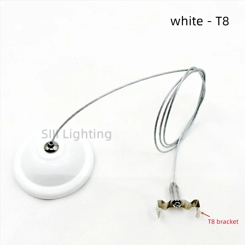 Iron Lamp Base T5 T8 Fluorescent Lamp Chain Ceiling Canopy Steel Wire T8 Bracket Metal Ceiling Plate Steel Cable Wire T5 Bracket